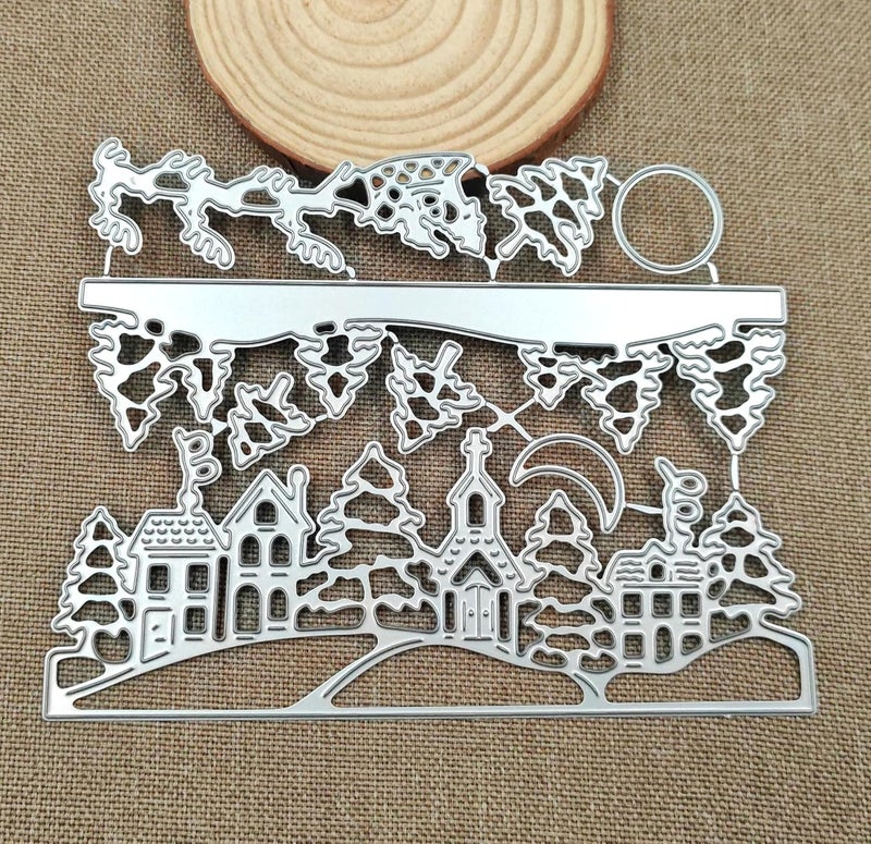 Feemkota Merry Christmas Snowy Evening Die Cuts for Card Making Christian Theme Stamps Cutting Dies for DIY Paper Scrapbooking Crafts Embossing Decorations - Image 3